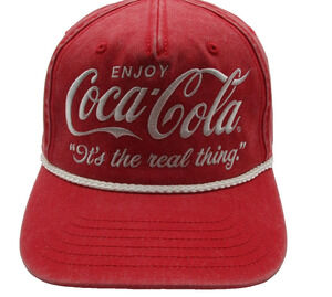 Coca-Cola Hat Cap Snap Back Mens One Size Red Enjoy It's The Real Thing Slogan